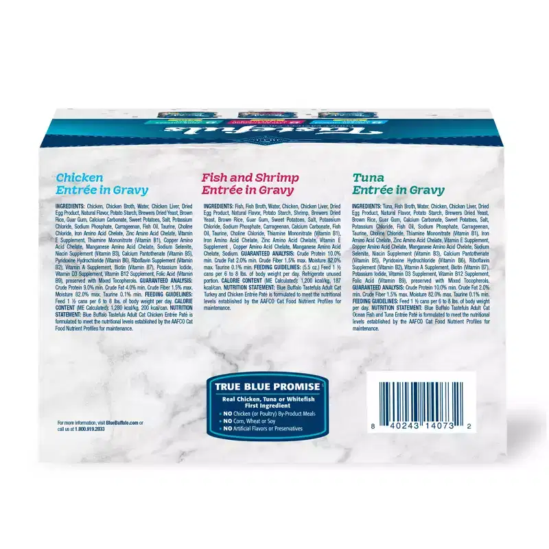 Blue Buffalo Tasteful Tuna, Chicken, Fish and Shrimp Flaked Variety Pack Wet Cat Food - 5.5oz/24ct