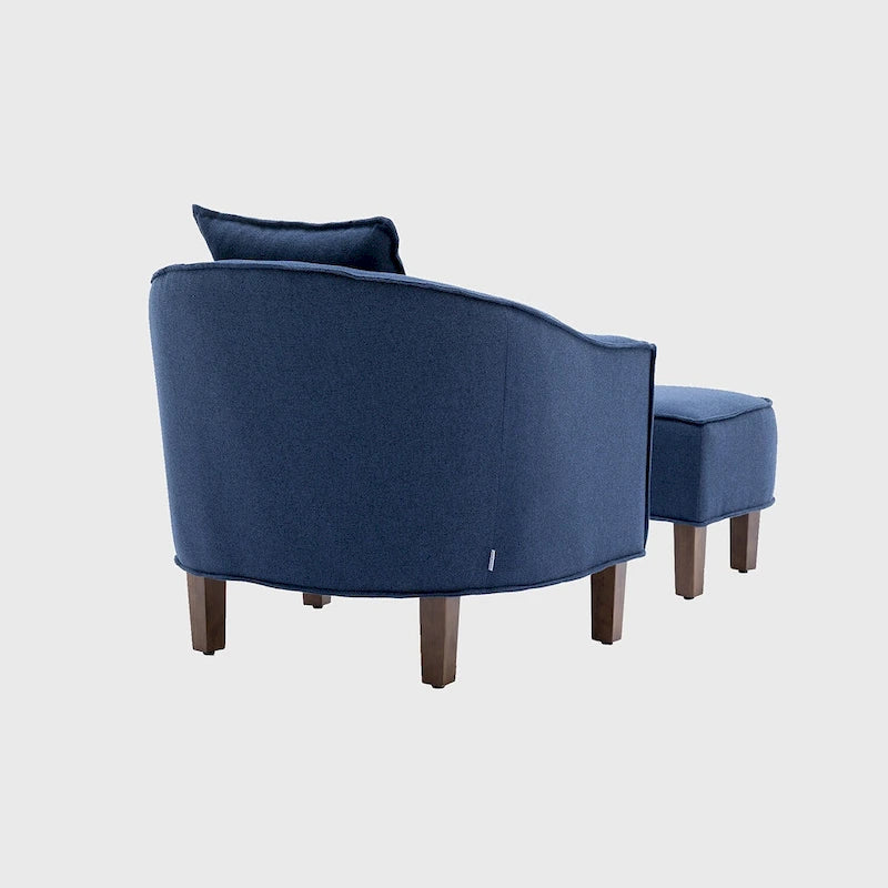 Mid-Century Modern Club Accent Chair with Tufted Back and Round Arms