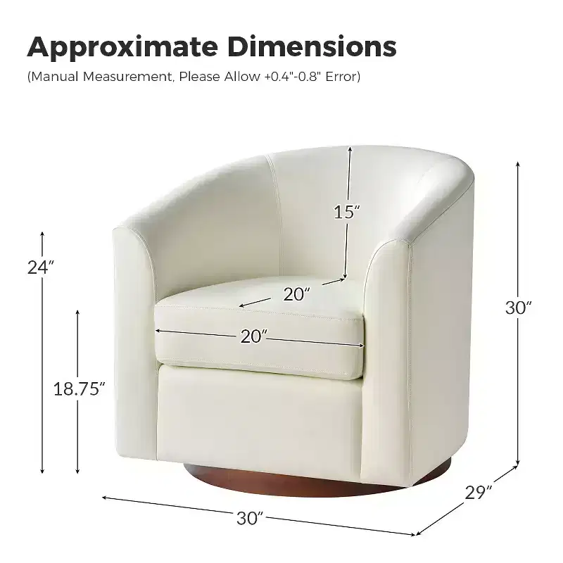 Set of 2 Jessie 30.5 Wide Modern Swivel Barrel Faux Leather Chair with Solid Wood Base|ART OF LIVING DESIGNS
