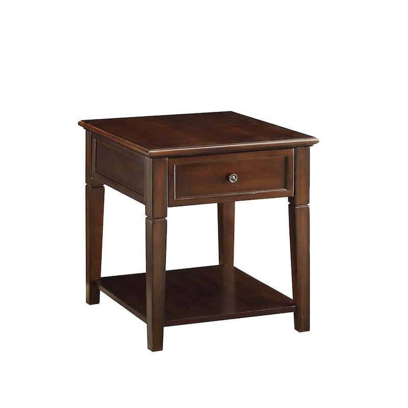 HomeRoots 24  Walnut Manufactured Wood Rectangular End Table With Drawer And Shelf - 22