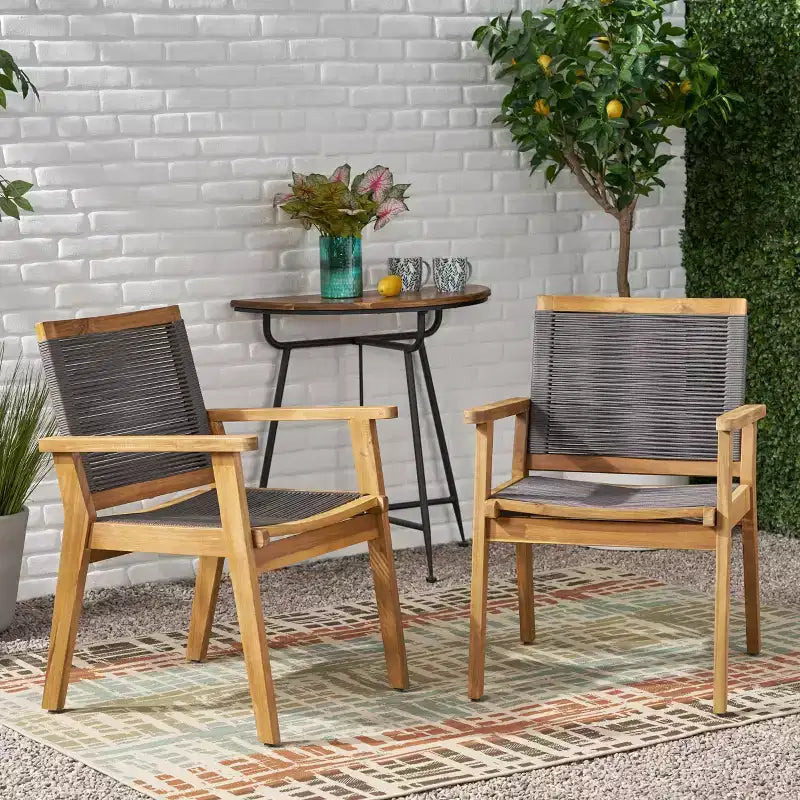MAYEERTY 2-Piece Patio Dining Chairs with Ergonomic Design & Easy Assembly for Garden Balcony