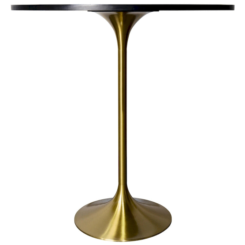 36 Round Dining Table with MDF Wood Tabletop and Brushed Gold Pedestal Base