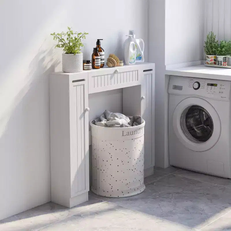 Over the Toilet Storage Wooden Cabinet Drop Door Spacesaver Bathroom White