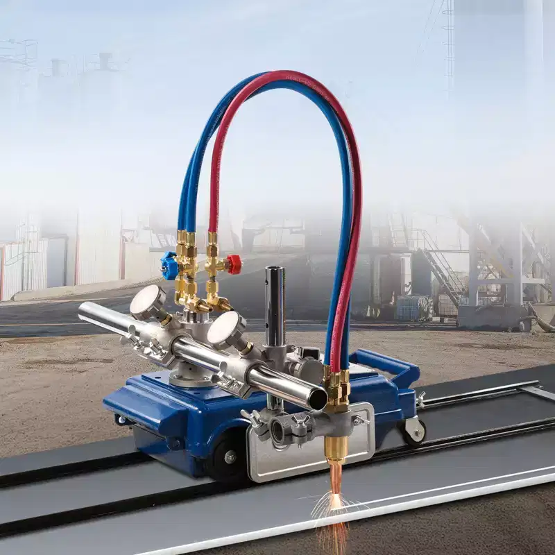VEVOR Track Torch Burner, 2-30/Min Straight Line Gas Cutting Machine for 0.2-4 Thick Pipe, with 12-inch Track & 3 Tips, Blue