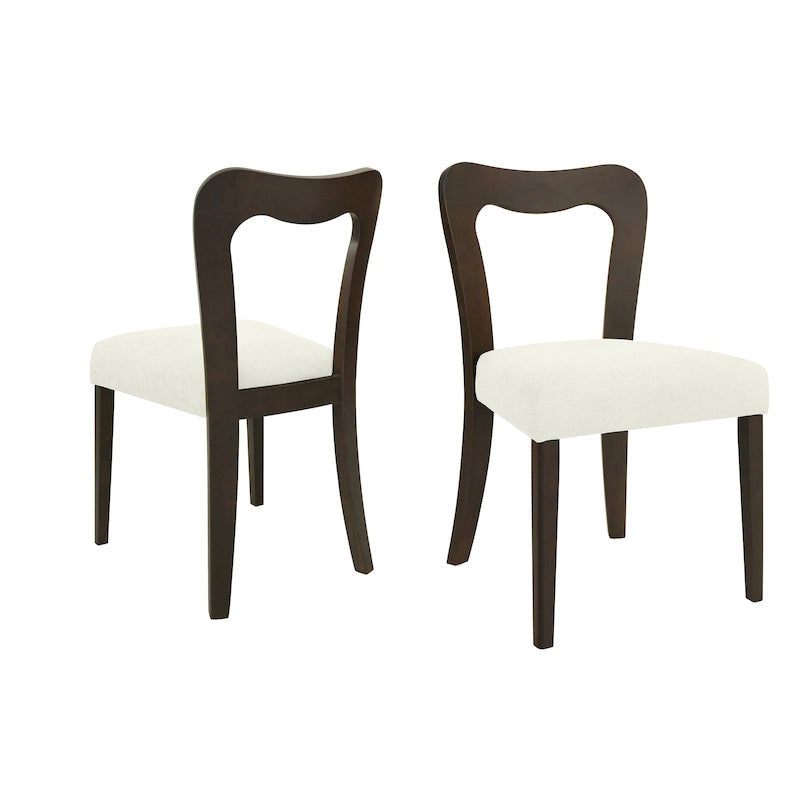 Modern Upholstered Dining Chair Set of 2 with Open-Back Design