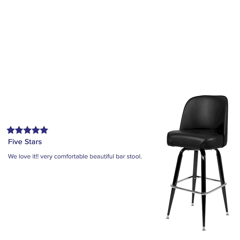 2-Pack Metal Barstools with Swivel Vinyl Bucket Seat & Footrest