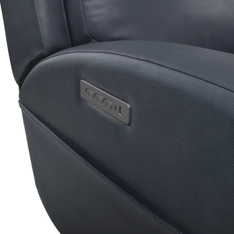37 in. Top Grain Leather Power Glider Recliner with USB Charging and Adjustable Headrest