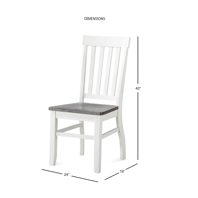 Farmhouse Wood Side Chair with Slat Back