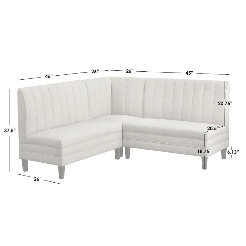 Lifestorey Kerrington 3-Piece Channel Back Upholstered Banquette Set