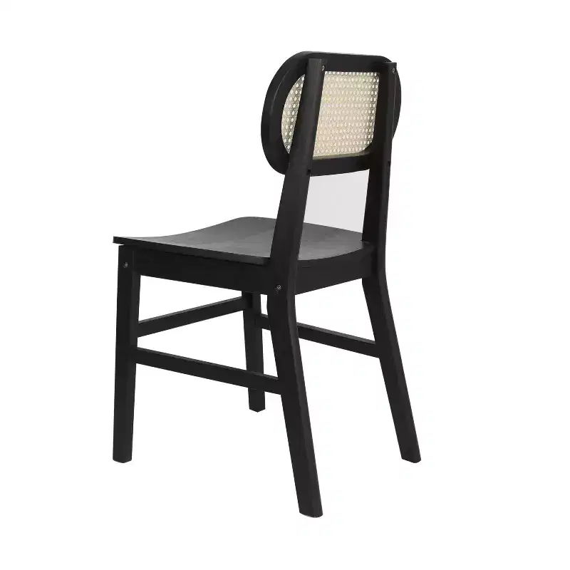 Flash Furniture Jacob Set of 2 Commercial Cane Rattan Dining and Event Chairs with Solid Wood Frame and Seat