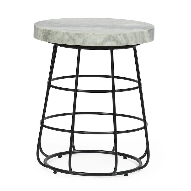 Modern Handcrafted Marble Side Table - 18 L x 18 W x 22 H