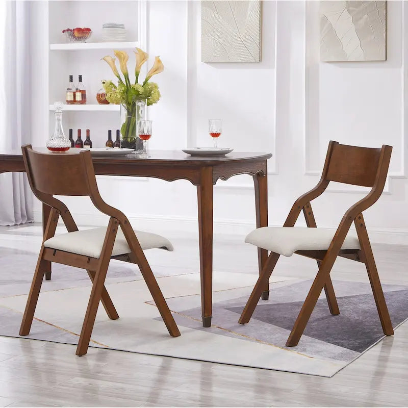 Upholstered Folding Dining Chair, Set of 2