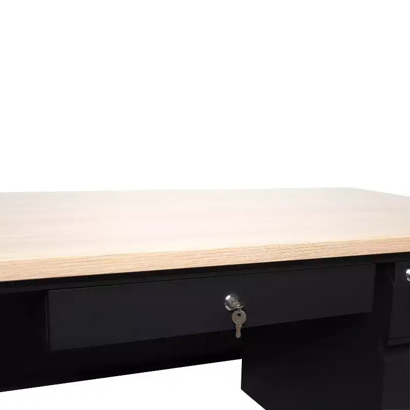 Flash Furniture Cambridge Commercial Grade Single Pedestal Desk with Locking Drawers and Metal Frame