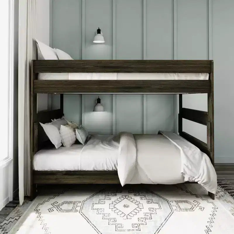 Max & Lily Bunk Bed, Queen-Over-Queen Bed Frame for Kids, Solid Wood Bunk Bed for Kids, No Box Spring Needed