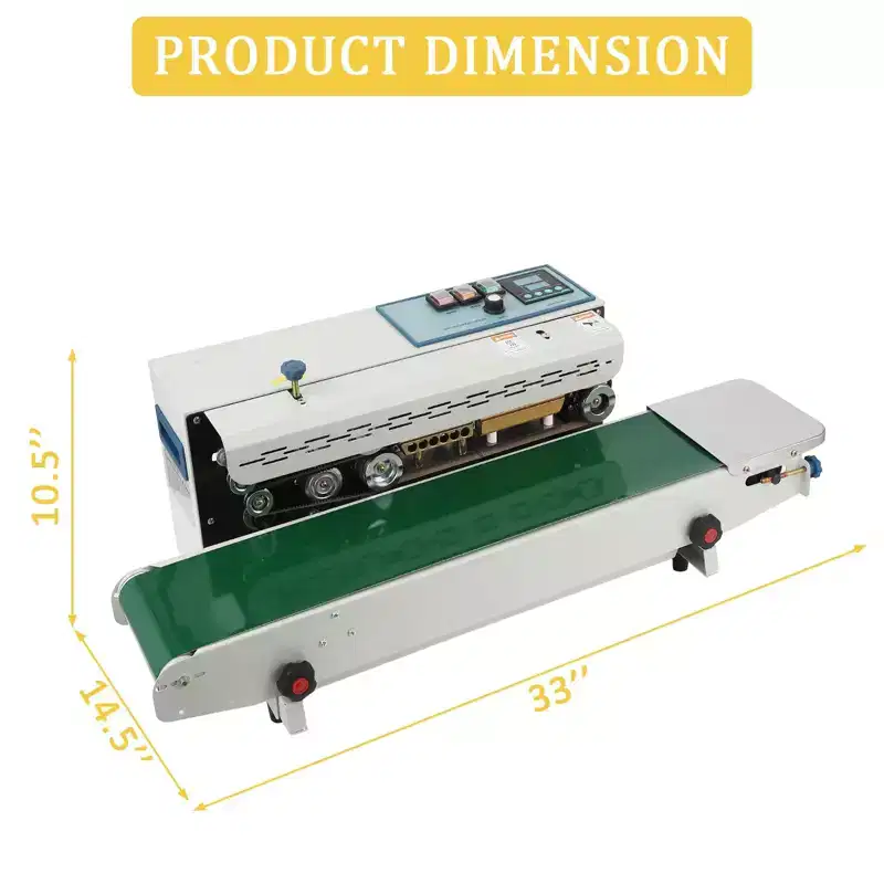 Continuous Band Sealer Machine 110V, Automatic Horizontal Bag Sealer for Plastic & Foil