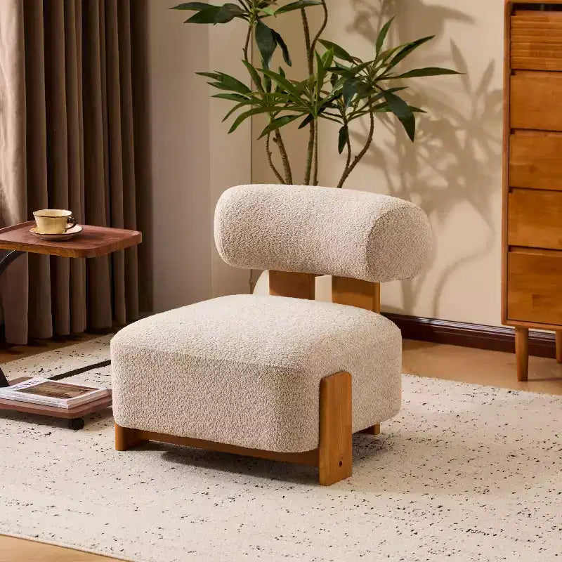 TUYOHW 27.25 Modern Accent Chair,Soft Upholstered Reading Chair with Rolled Backrest,Solid Wood Frame,Boucle Lounge Chair for Living Room,Office