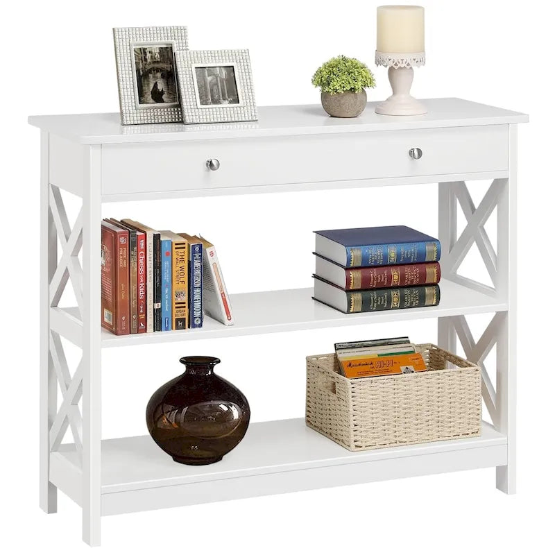Console Table with 1 Drawer and 2 Open Shelves