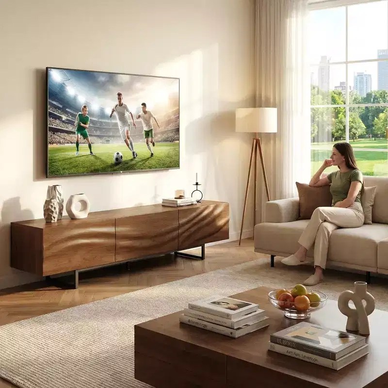 82.83 Modern Solid Wood Relief TV Stand - 3 Drawers, Metal Legs & Ventilation Holes