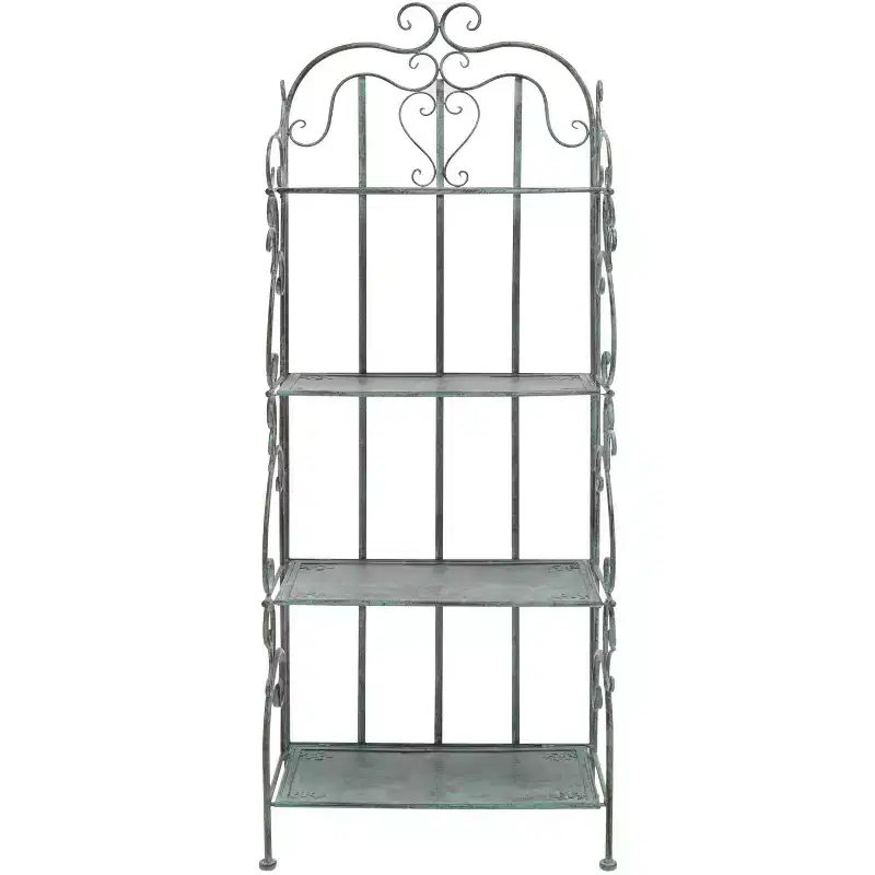 4-Tier Iron Shelf Unit Indoor/Outdoor Antique White