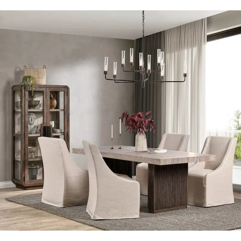 82 Travertine Laminate Dining Table in Brown