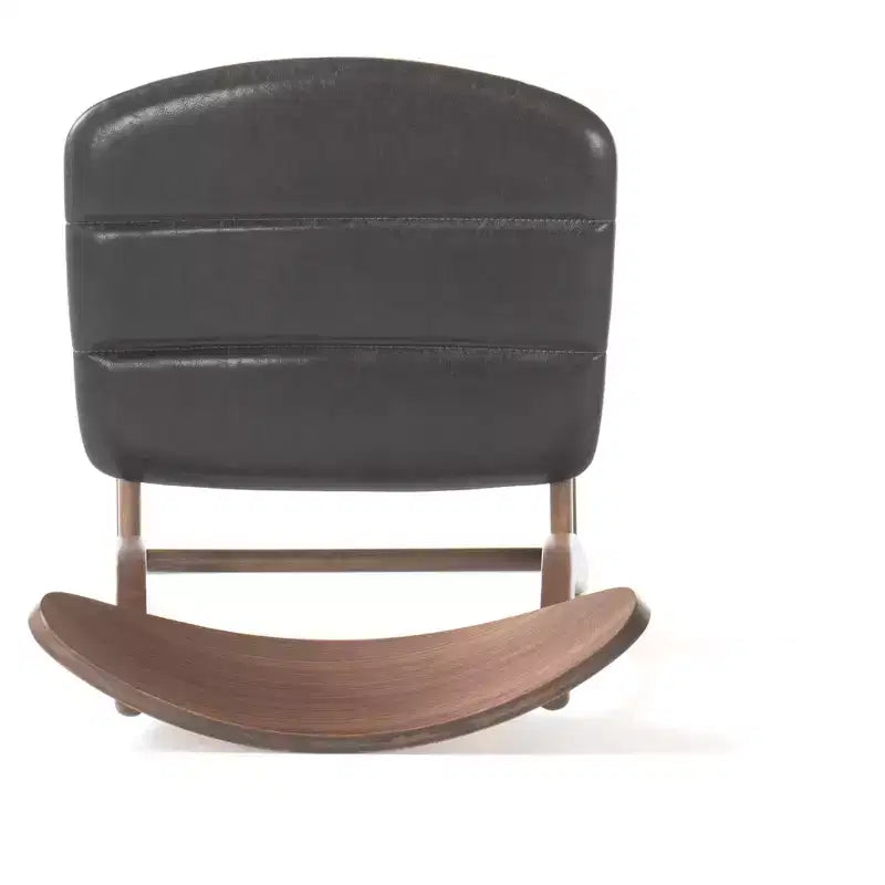 Imwalle Mid Century Modern Faux Leather Upholstered 5 Piece Dining Set, Walnut and Dark Brown