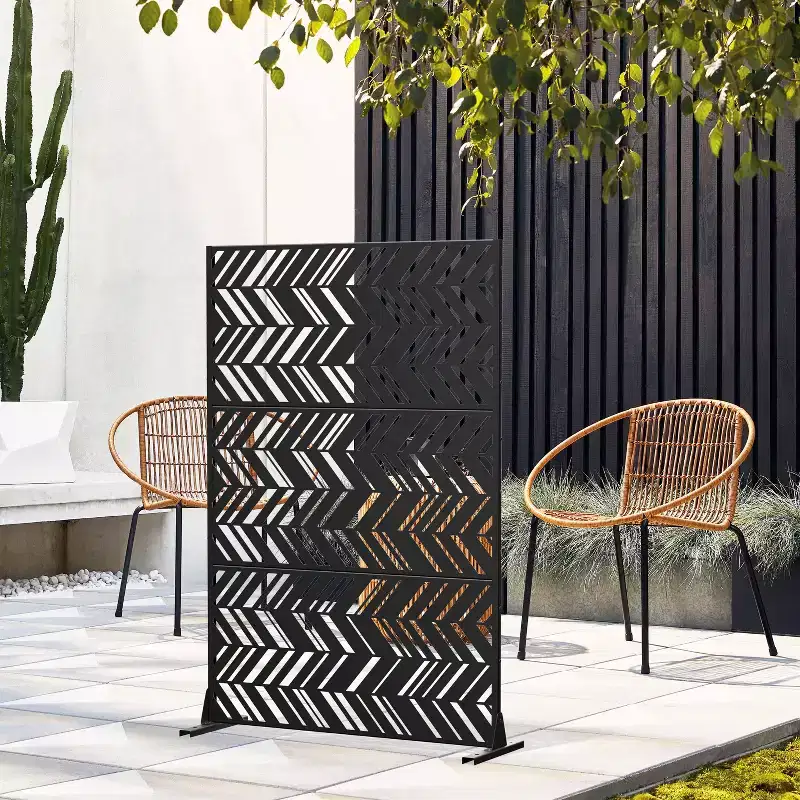 MAYEERTY 72 inch Room Divider Rectangle Privacy Screen with Metal Galvanized Frame Garden Fence Patio Outdoor Black