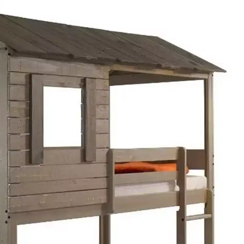 77Bunk Bed Darlene Loft and Bunk Bed Rustic Gray - Acme Furniture: Solid Pine Wood, Guardrails, Ladder, Play Area