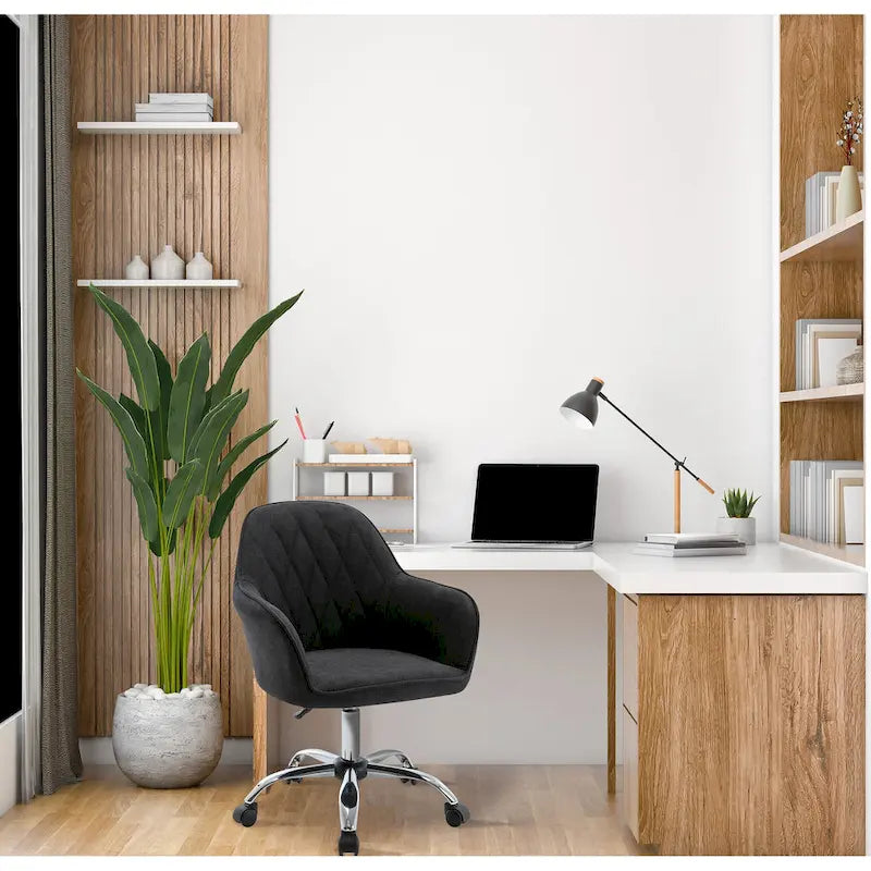 Home Office Desk Chair, Fabric and Roller Wheels