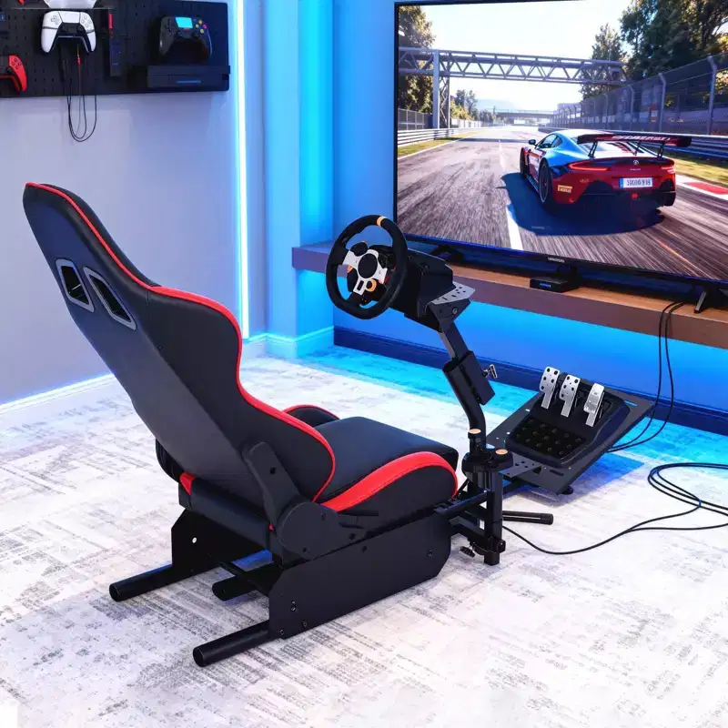 Racing Wheel Stand,Foldable Racing Simulator Cockpit for g923/g920/g29, Steering Wheel Stand & Foot Pedal Angle Adjustable,Sim Racing Cockpit