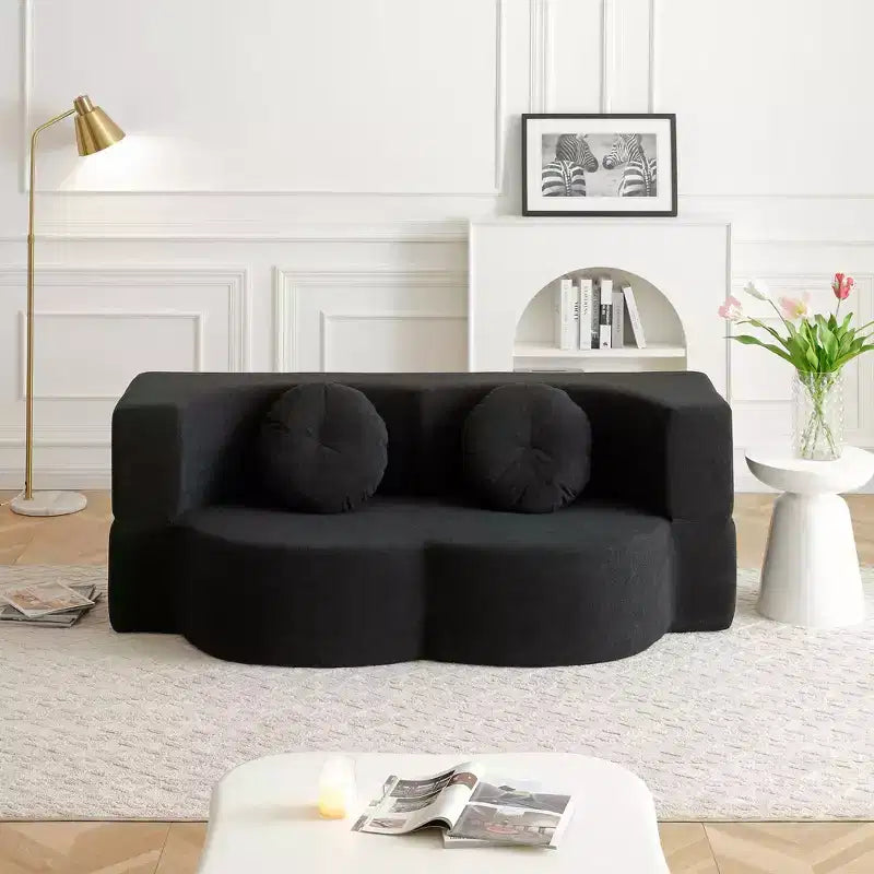 Okak Modern Modular Folding Loveseat Sleeper Sofa with Pillows,Deep Seat Futon Couch for Living Room,Apartment,Guestroom