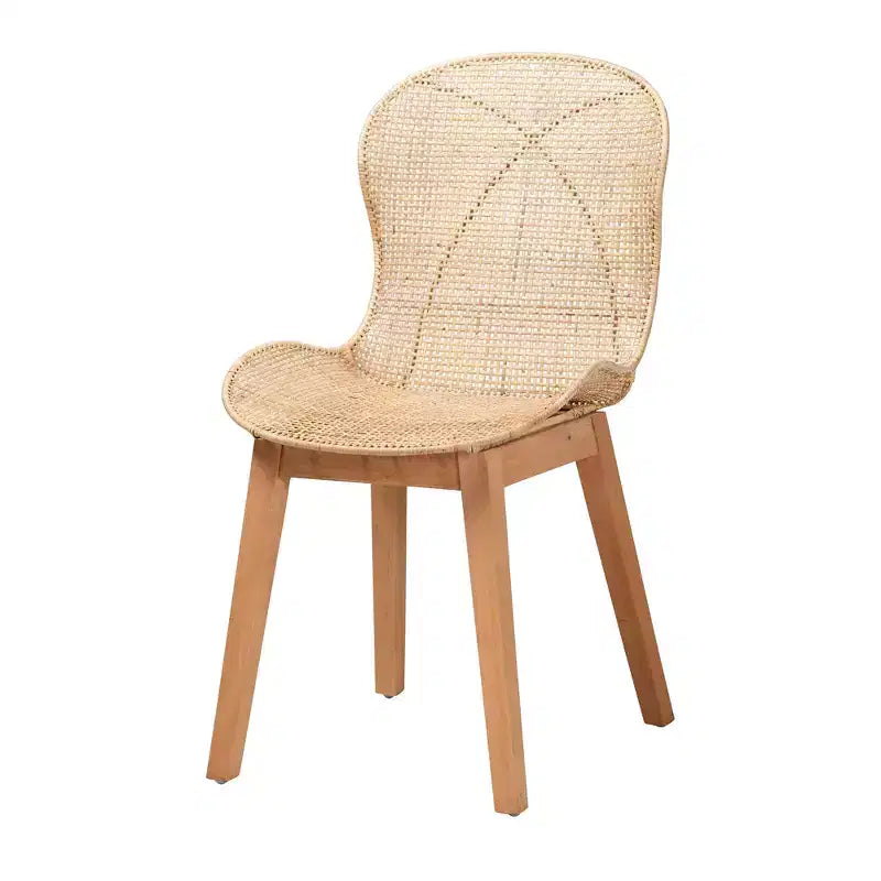 Baxton Studio Sabelle Japandi Wood and Rattan 5-Piece Dining Set