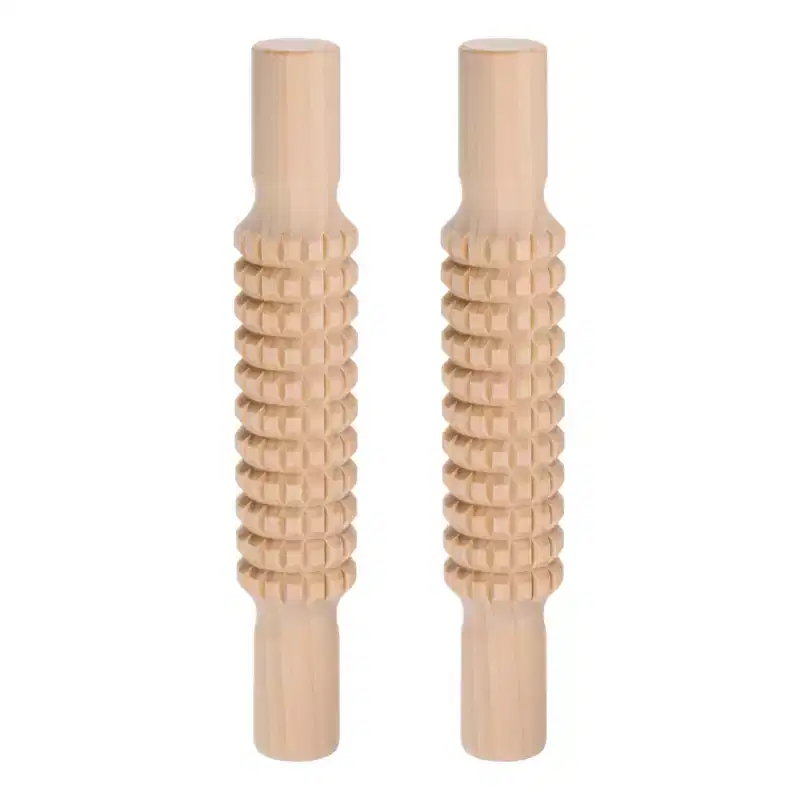 Unique Bargains Crafts Baking Solid Non-Stick Wood Rolling Emboss Clay Roller 8.27 x 1.38 2 Pcs