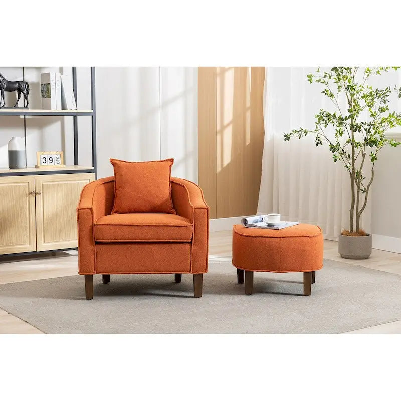Mid-Century Modern Club Accent Chair with Tufted Back and Round Arms