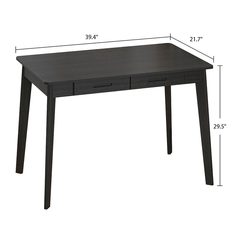 39.4 Inch Simple Writing Desk with Drawers and Solid Wood Legs