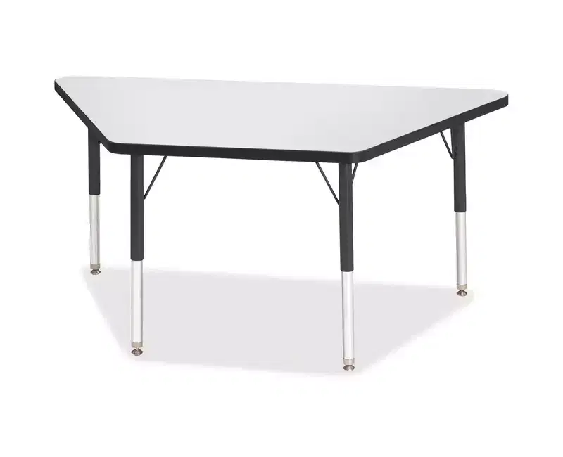 Elementary Height Trapezoid Activity Table 24x48, Black, Adjustable Steel Legs, TRUEdge