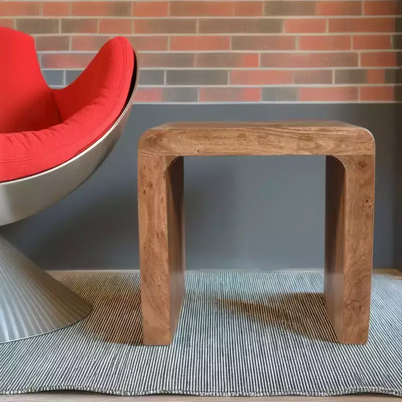Jofran,Brooklyn Mid-Century Modern Solid Wood Square Waterfall Curved End Table
