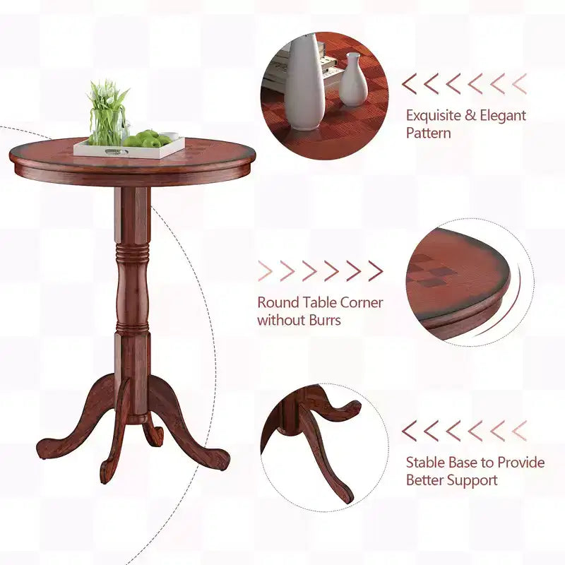 3pcs Pub Table Set 30'' Round Bar Height Table & 2pcs Swivel Bar Stools