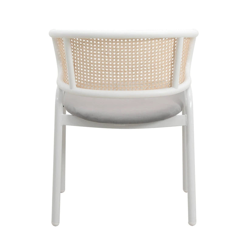 Modern Stylish Dining Arm Chair with Rattan Back and Steel Legs