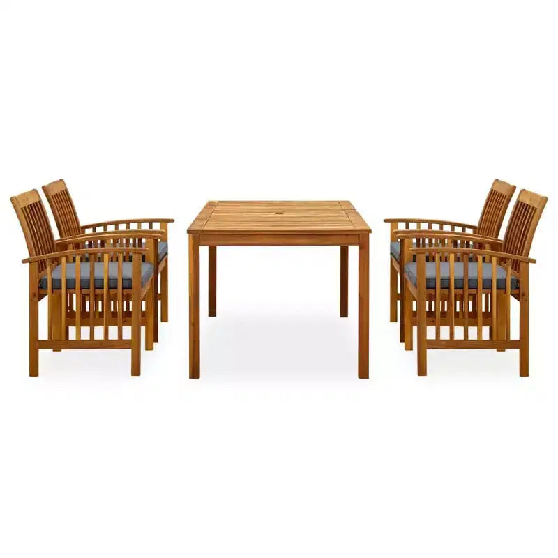 vidaXL Garden Dining Set Dark Grey Cushion, Natural Wood