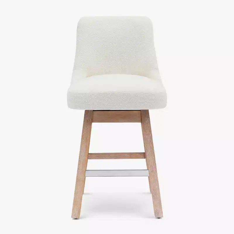 WestinTrends 26 Upholstered Swivel Counter Height Bar Stool, Cream
