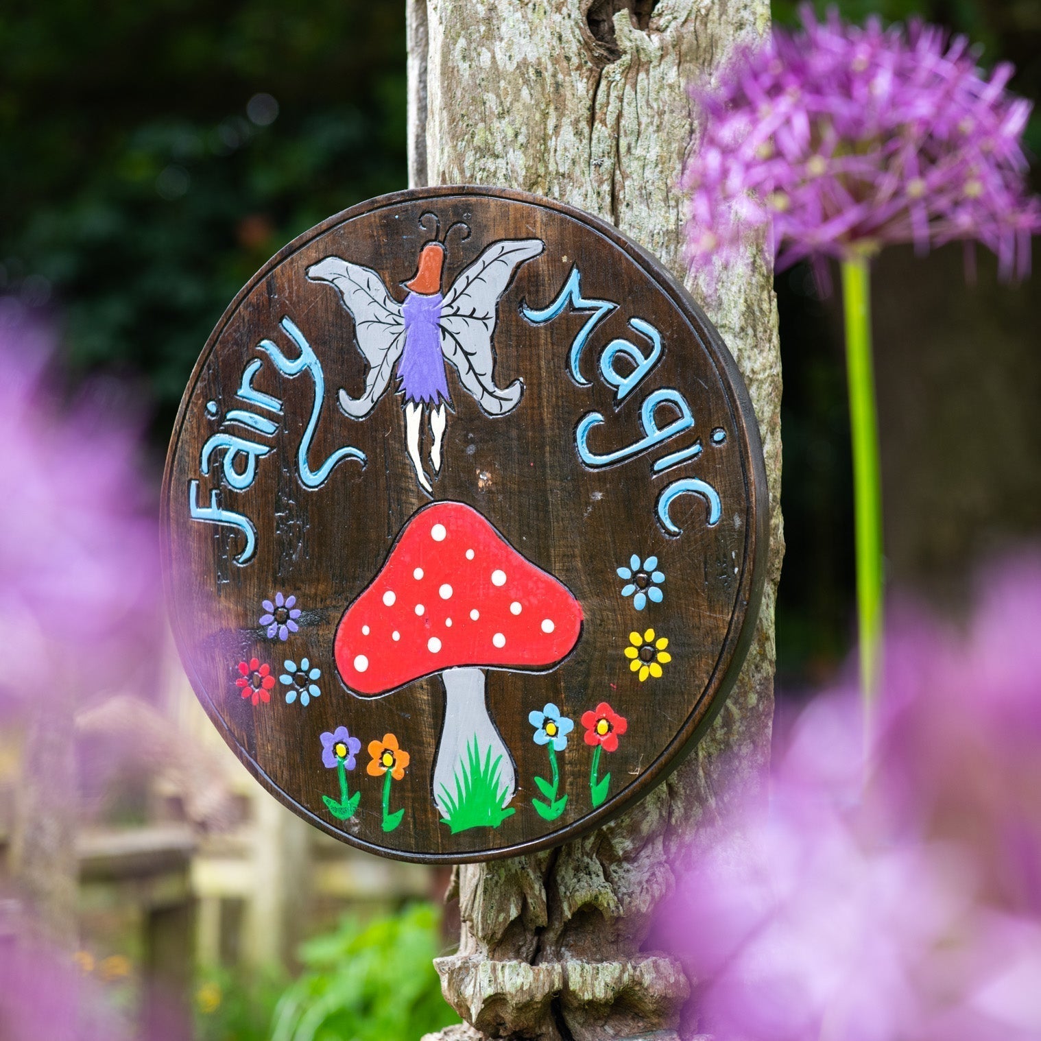 'Fairy Magic' Painted Wood Round Plaque