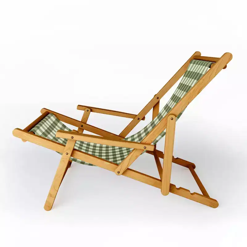 Colour Poems Gingham Pattern Moss Sling Chair - Versatile, UV-Resistant, Water-Resistant, Collapsible, Artistic Design - Deny Designs: Portable