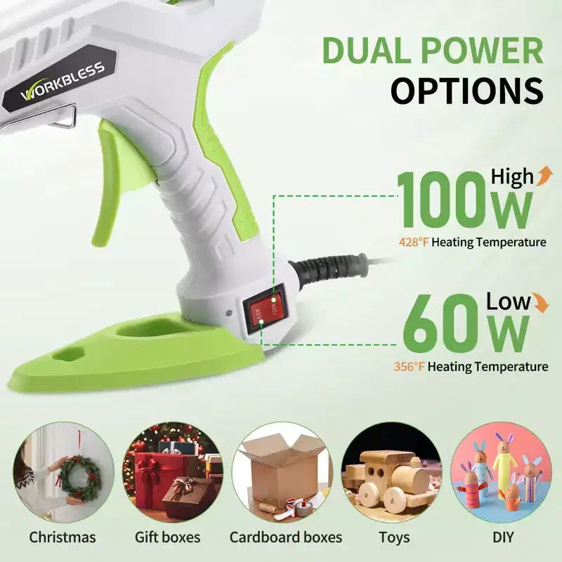 Unique Bargains Art and Crafts Tool 60W/100W Dual Temperature Smart Power-off Hot Glue Gun