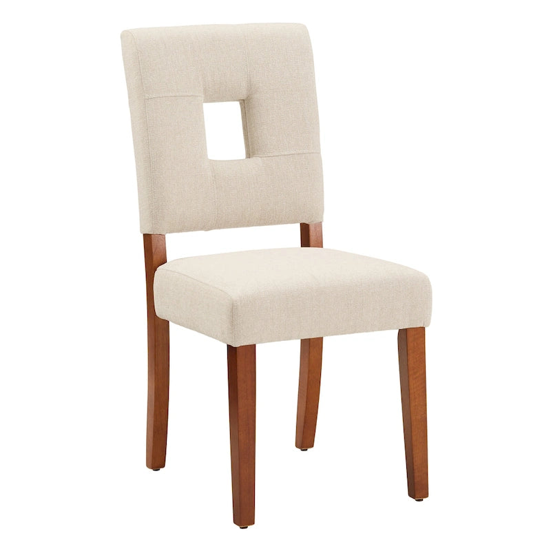 Upholstered Fabric Keyhole Dining Chair