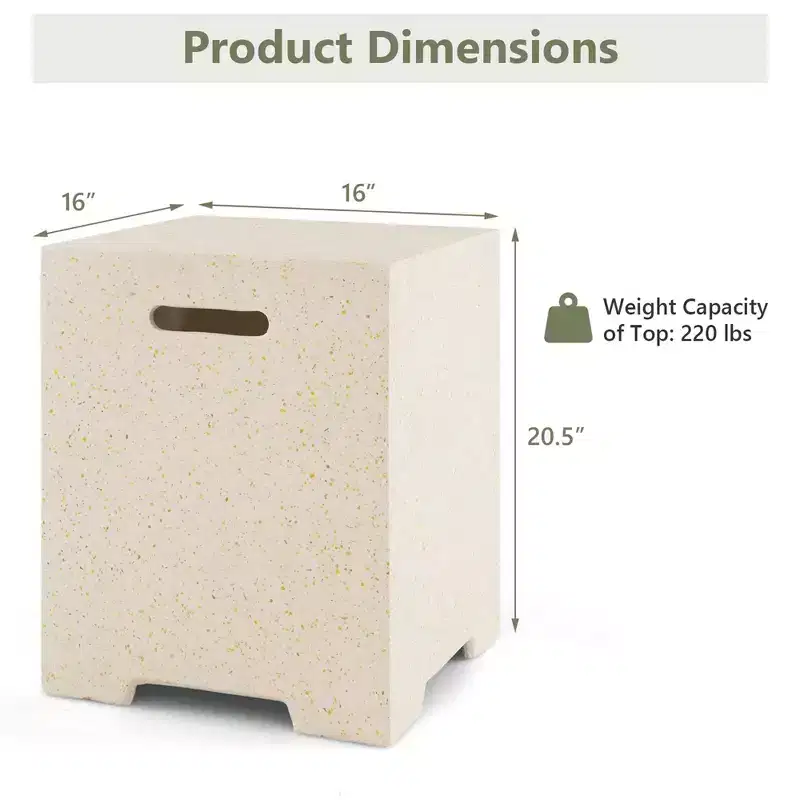 Costway 16'' Terrazzo Hideaway Tank Table 20 lbs Propane Gas Holder with Protective Cover