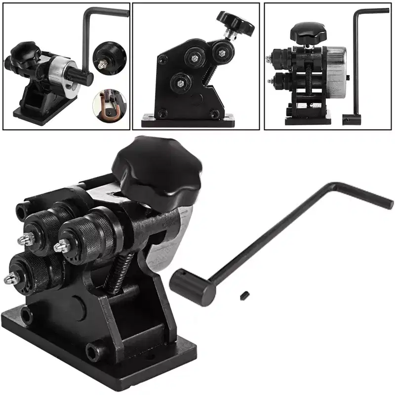VEVOR Manual Plate Steel Ring Bender 13-1/2inch Single Pinch Portable Hand Crank Ring Handle Rolling 3inch And Larger Circular Rings, Black