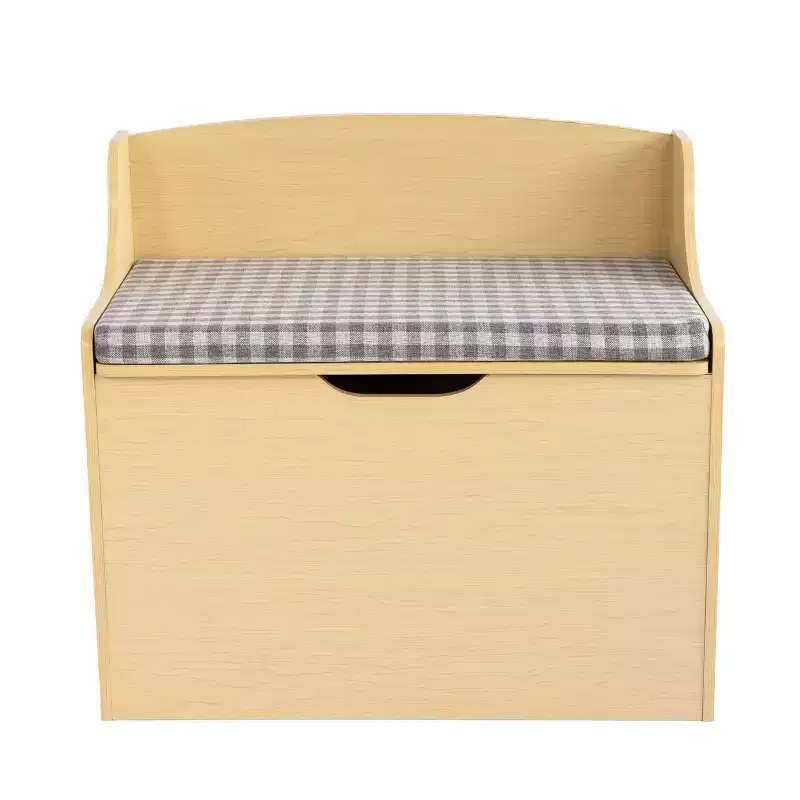 Humble Crew Kids' Jaime Hinged Toy Chest Wood: MDF Frame, Steel Hardware, Bin Shelves, 1 Drawer, 1 Shelf