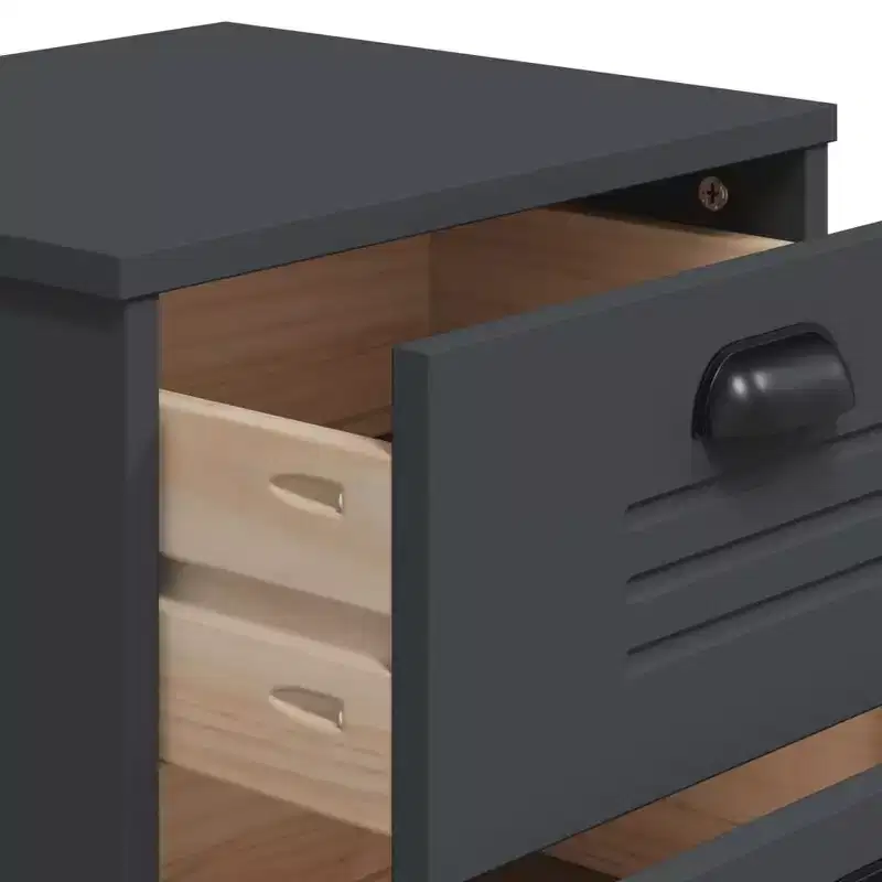vidaXL Bedside Cabinet Accent End Table Bedroom Furniture Engineered Wood - White Anthracite Gray