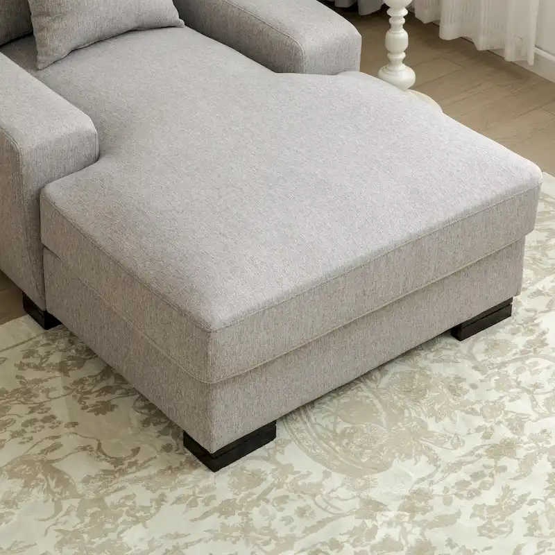 Modern Mid-Century Oversized Chaise Sleeper Sofa with Pillow