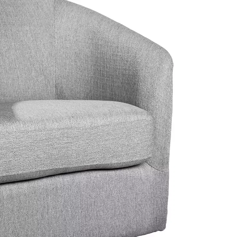 Emma and Oliver Upholstered Club Style Barrel Accent Chair with 360 Degree Swivel Vinyl Wrapped Base and Sloped Armrests